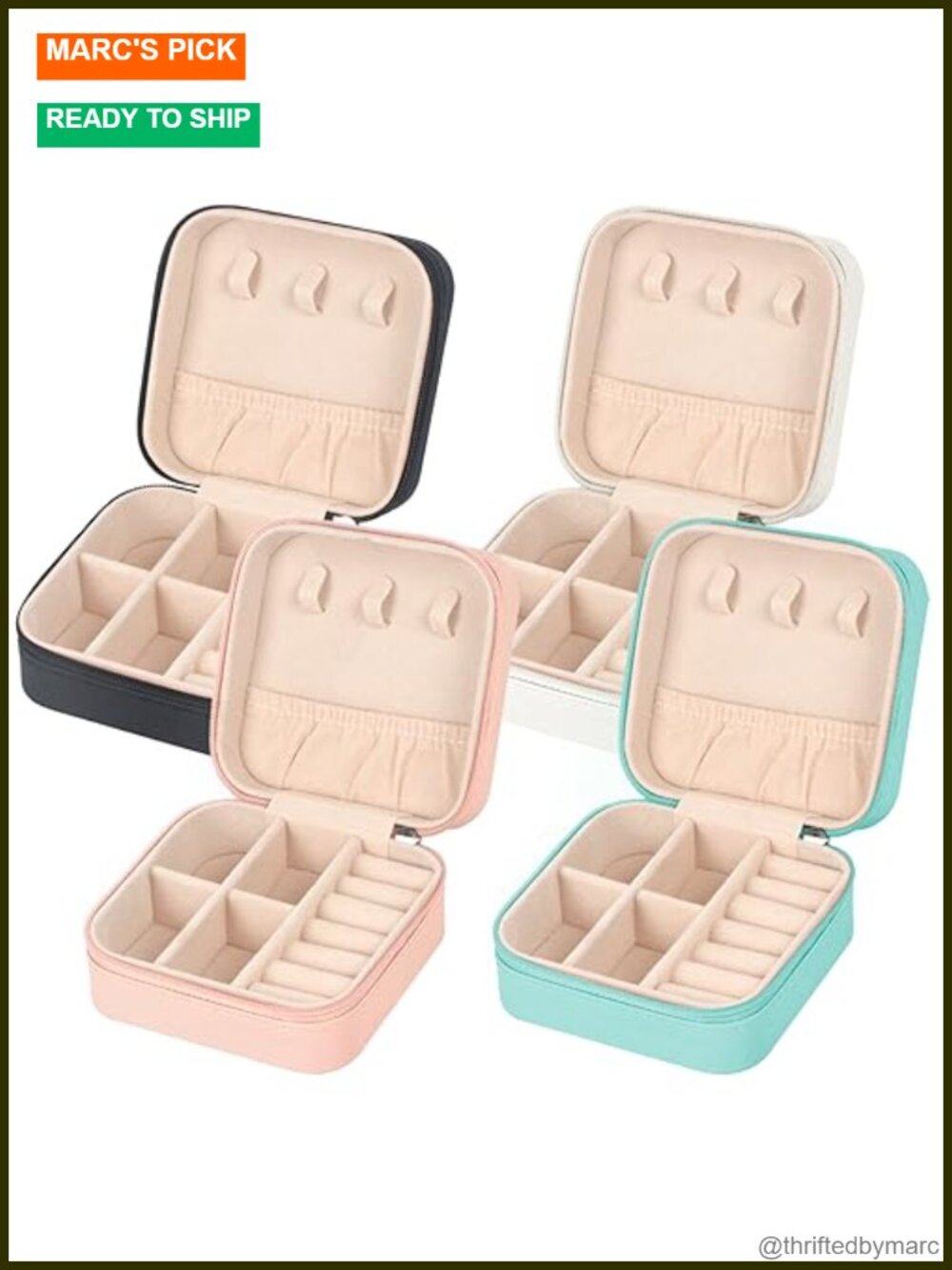 PU Leather Travel Jewelry Case Organizer Box for Earrings Necklaces Rings